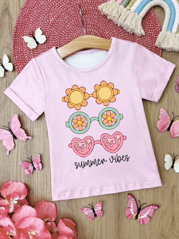 Sunny Shades Pink Summer Vibes Graphic Tee