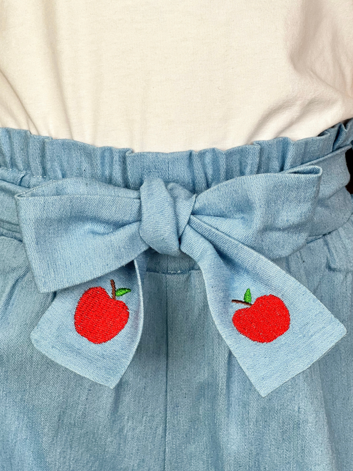Best Apple Puff Sleeve Top & Embroidered Short Set