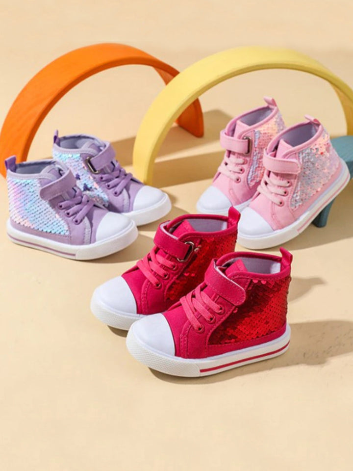 Mia Belle Girls High-Top Sequin Sneakers | Shoes By Liv & Mia
