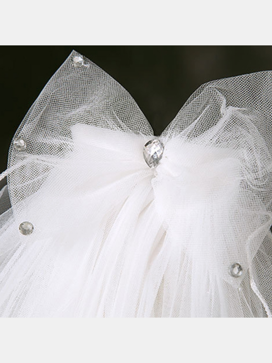 Girls Formal Accessories | Flower Girl White Mesh Bowed Veil Hair Clip