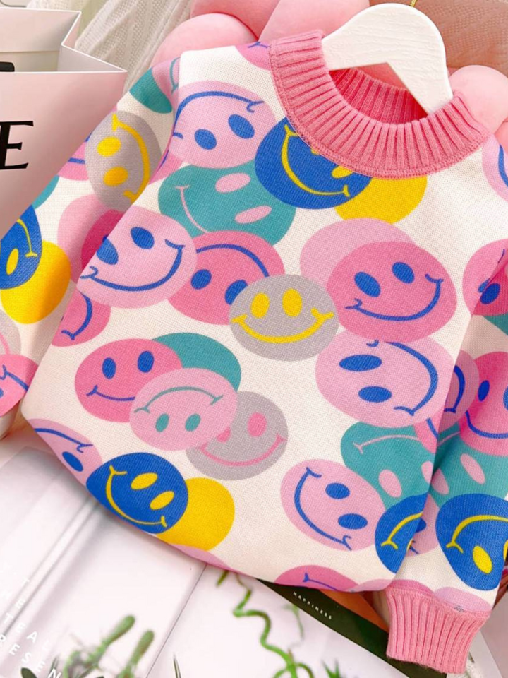 Mia Belle Girls Smiley Face Pullover Sweater | Girls Sweaters