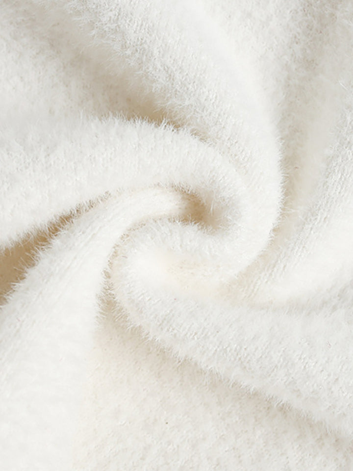 Pearl and Bow Fuzzy Sweater