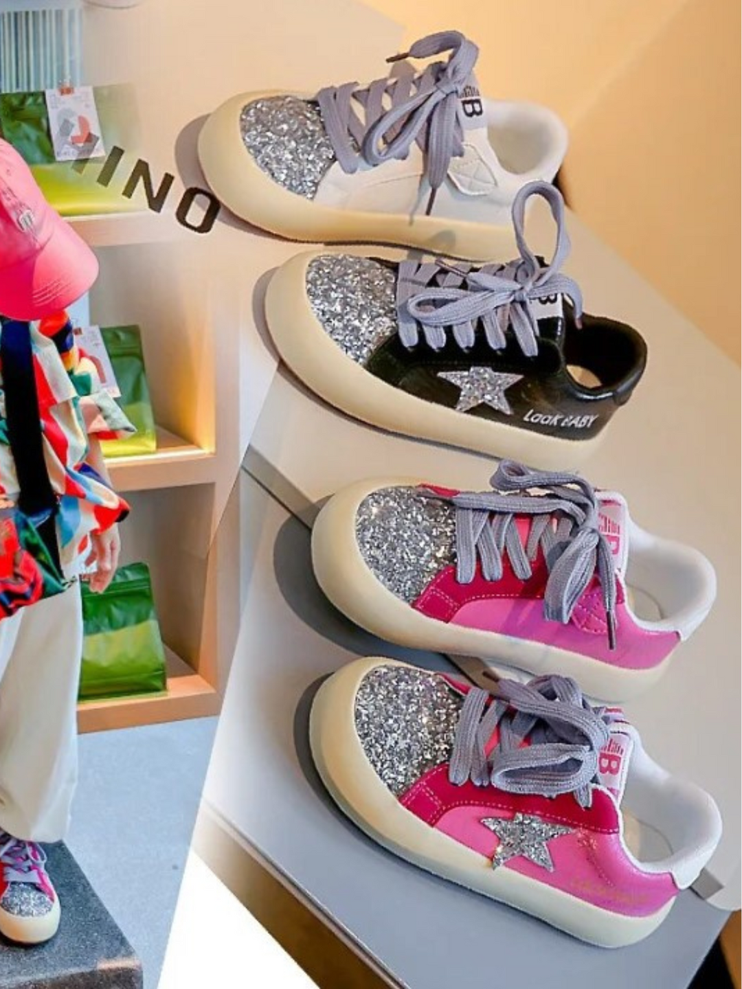 Mia Belle Girls Glitter Star Sneakers | Shoes By Liv & Mia