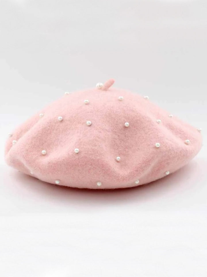 Mia Belle Girls Pearl-Embellished Wool Beret | Girls Accessories