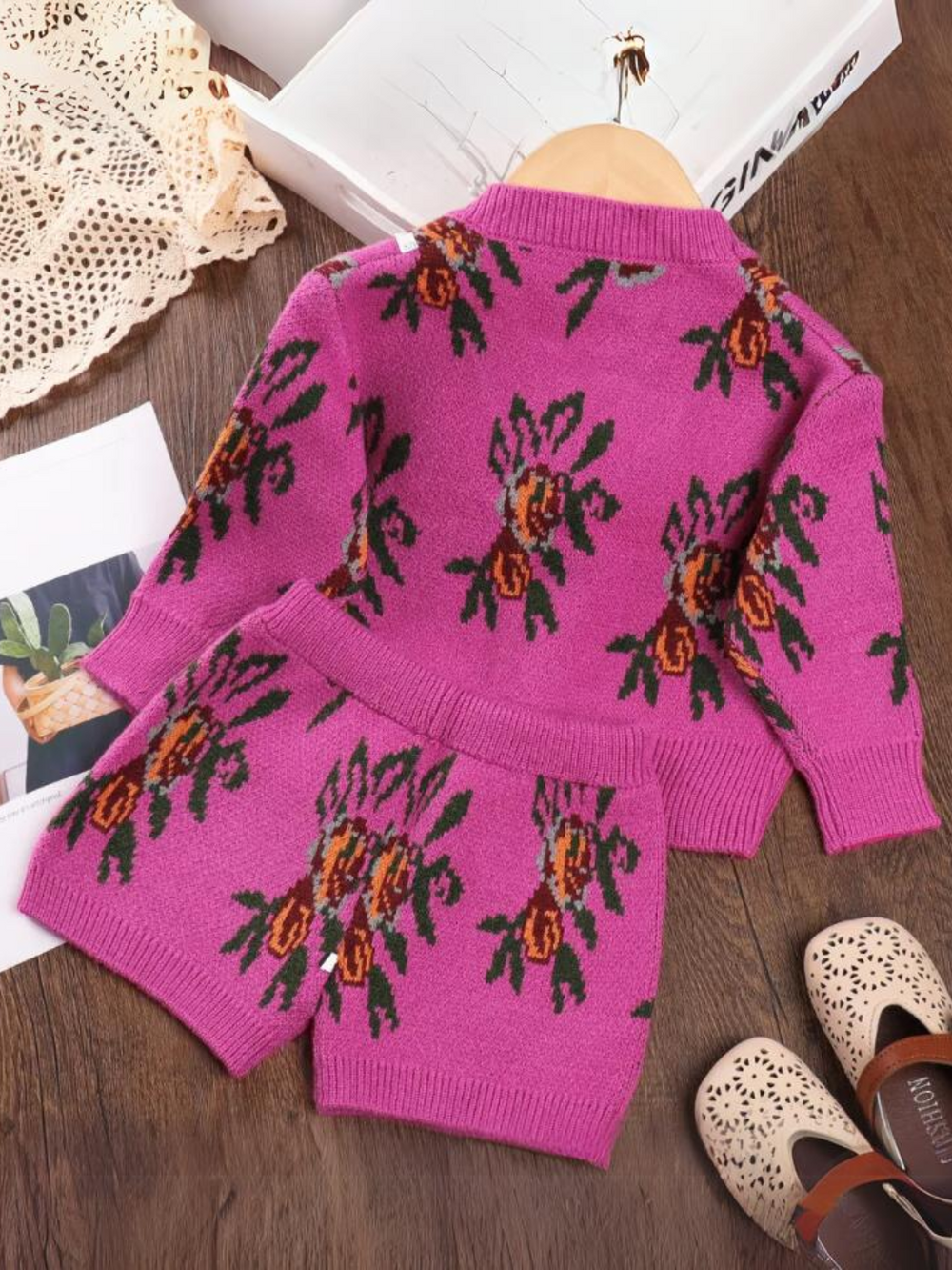Mia Belle Girls Knitted Cardigan &  Shorts Set | Girls Winter Outfits