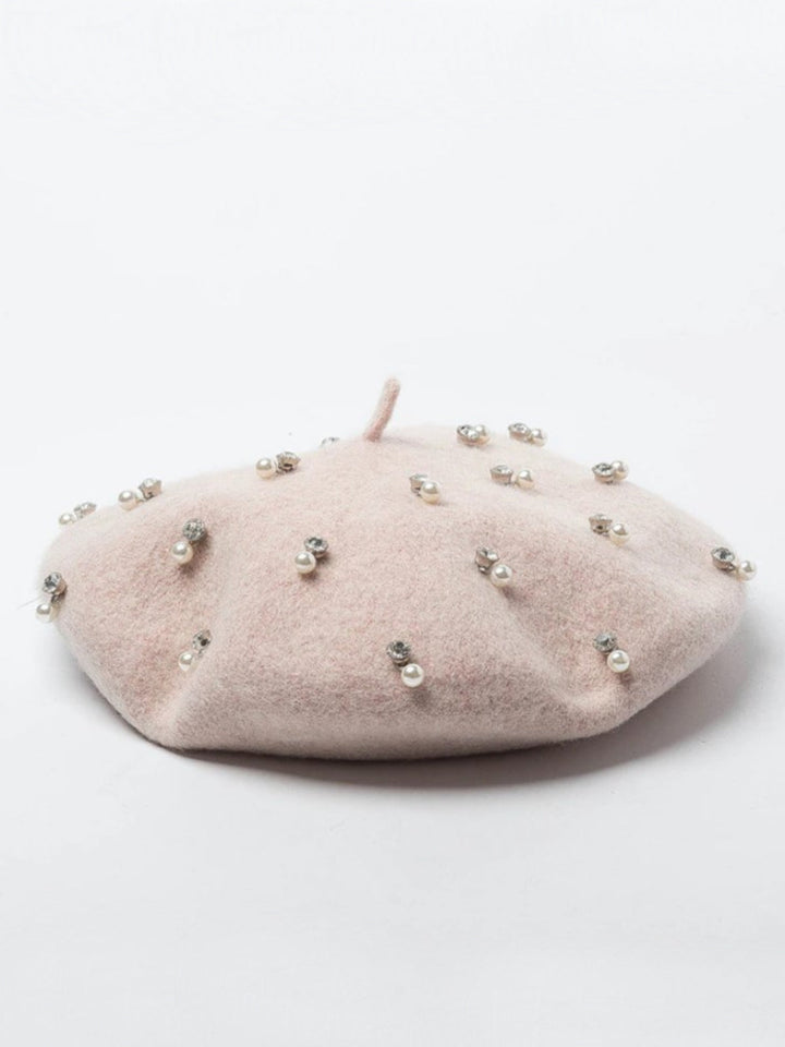 Mia Belle Girls Pearl Beads Wool Beret | Girls Accessories