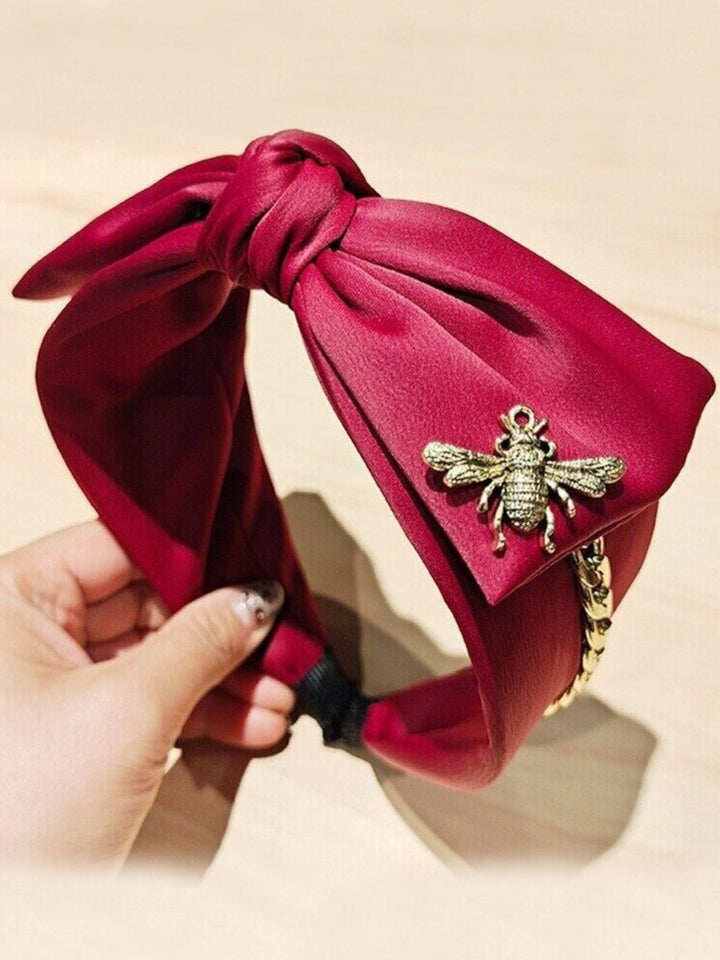 Mia Belle Girls Bow & Chain Satin Headband | Girls Accessories