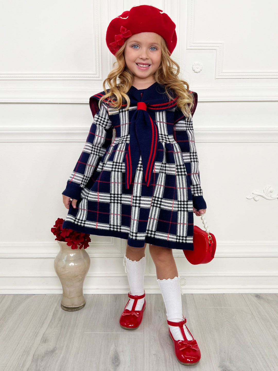 Adorable Plaid Sailor Collar Dress