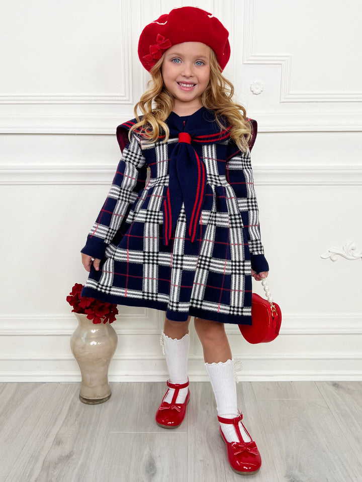 Adorable Plaid Sailor Collar Dress