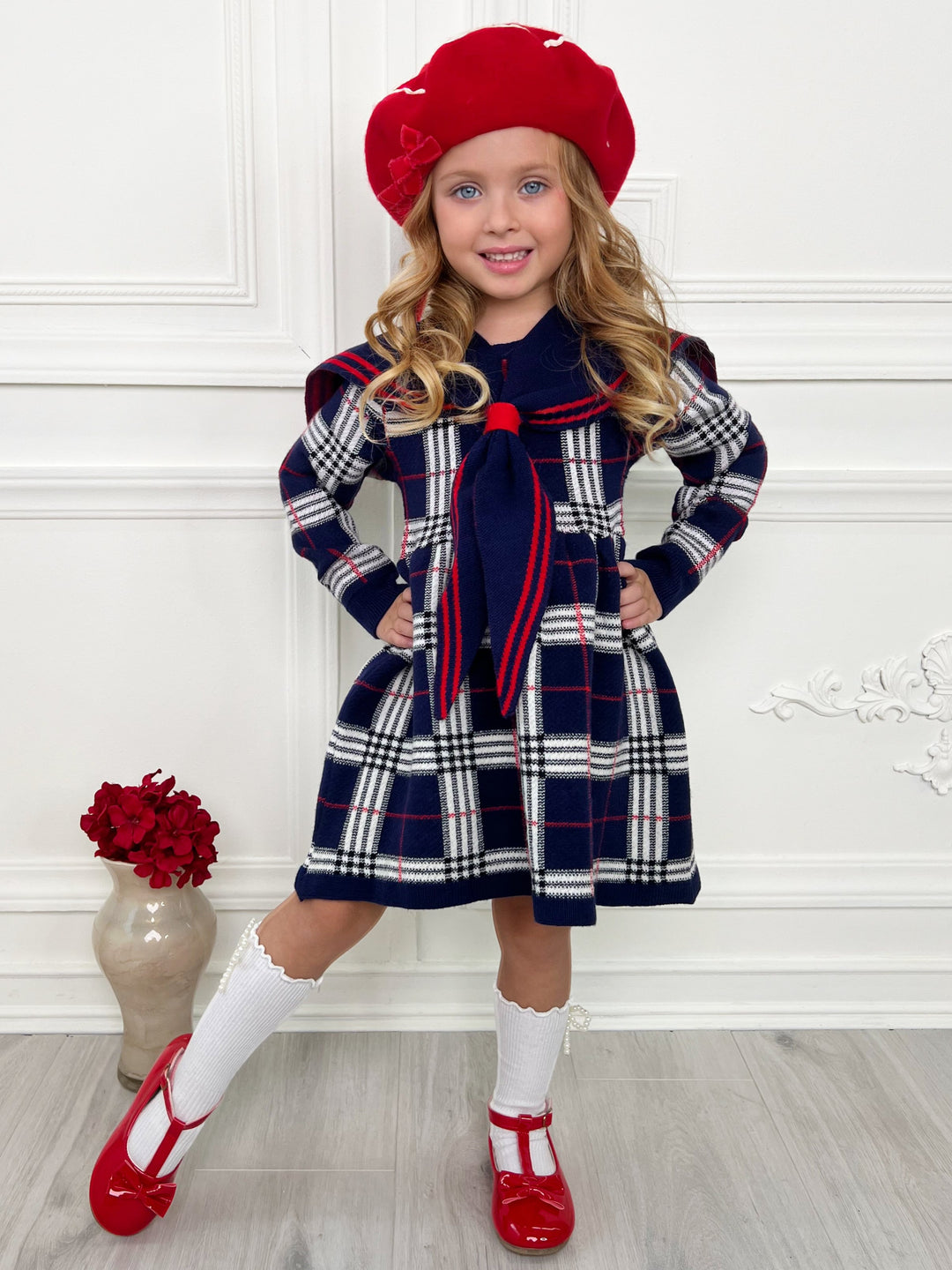 Adorable Plaid Sailor Collar Dress