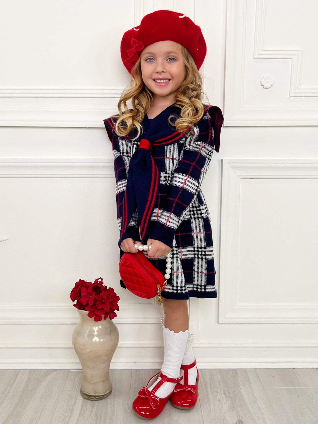Adorable Plaid Sailor Collar Dress