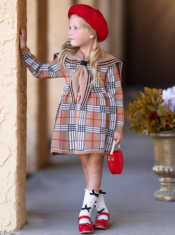 Adorable Plaid Sailor Collar Dress