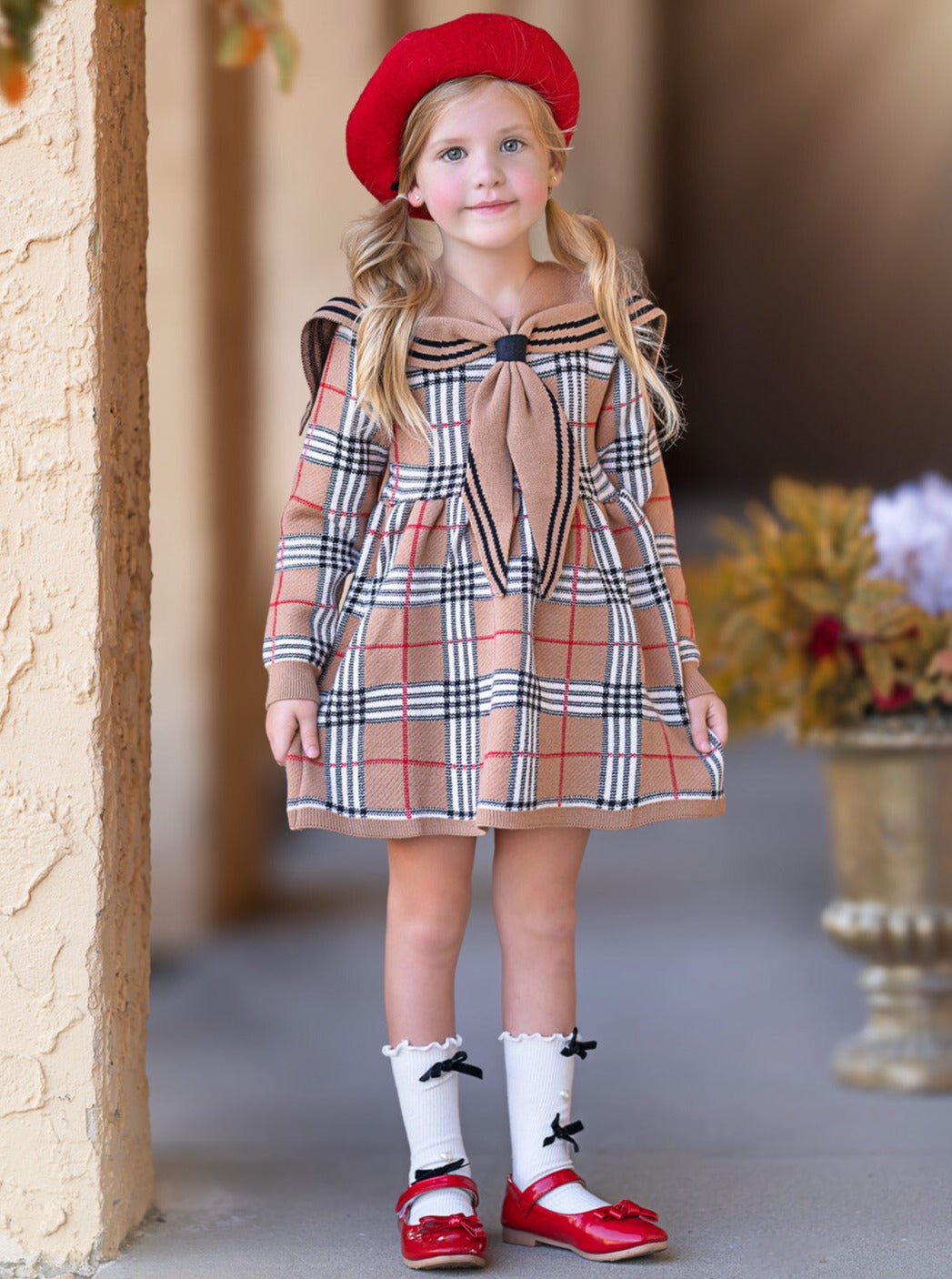 Adorable Plaid Sailor Collar Dress