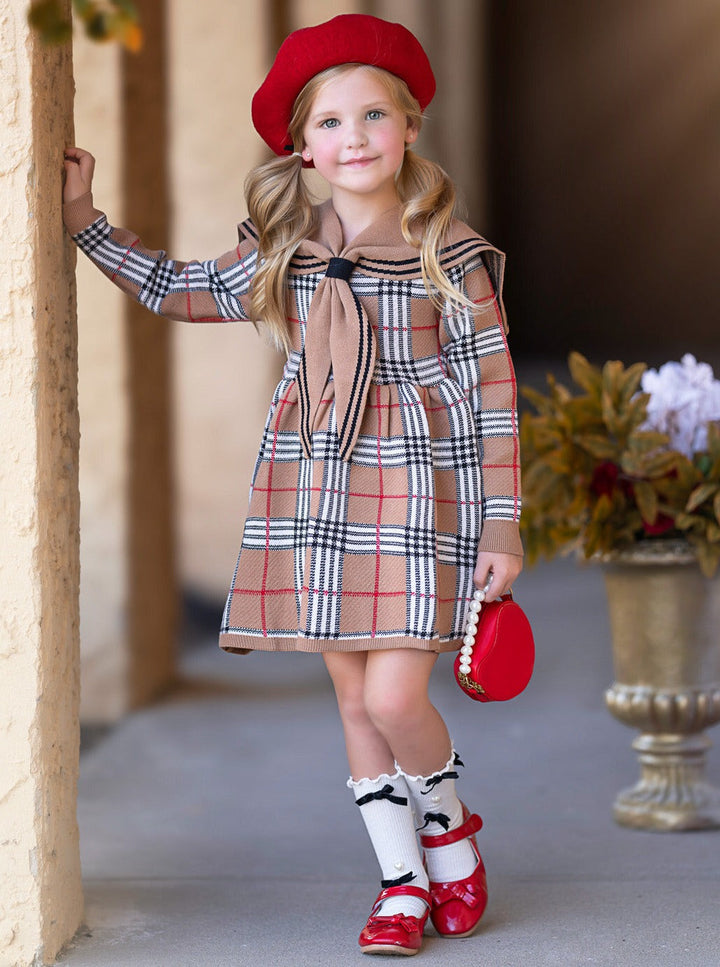 Adorable Plaid Sailor Collar Dress