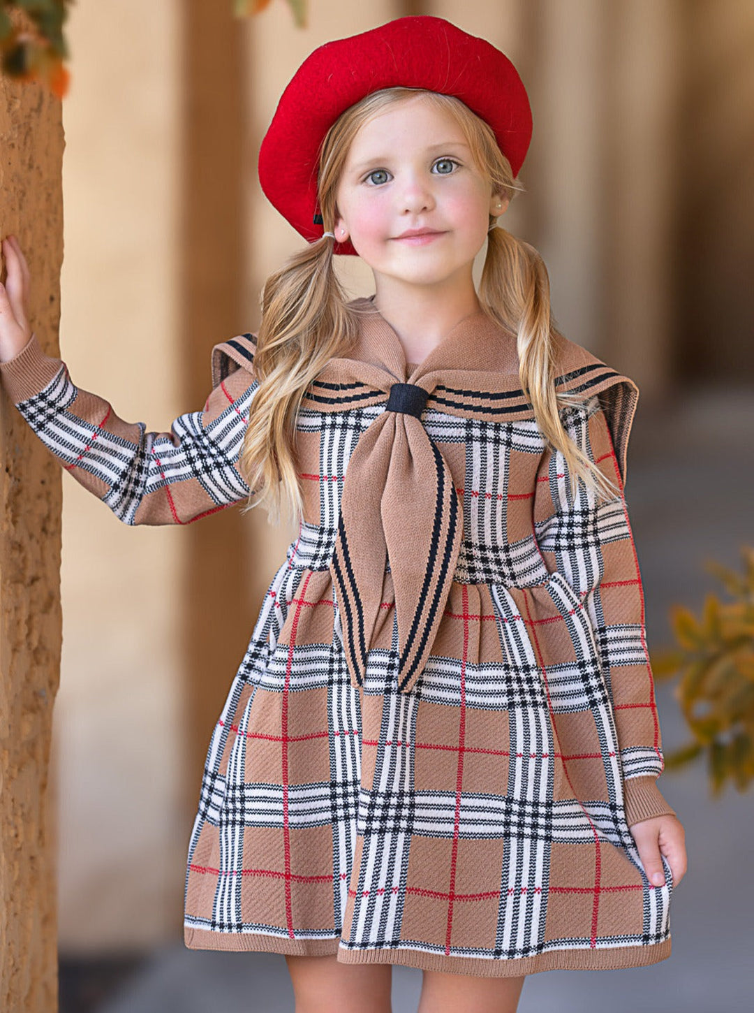 Adorable Plaid Sailor Collar Dress