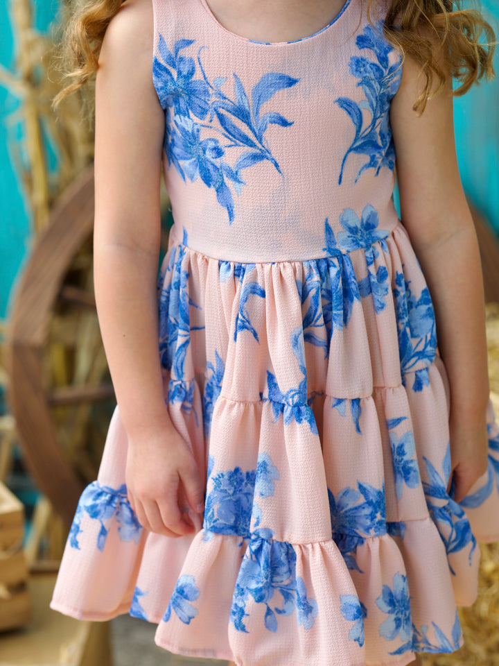 Boho Blossom Floral Print Tank Tiered Dress