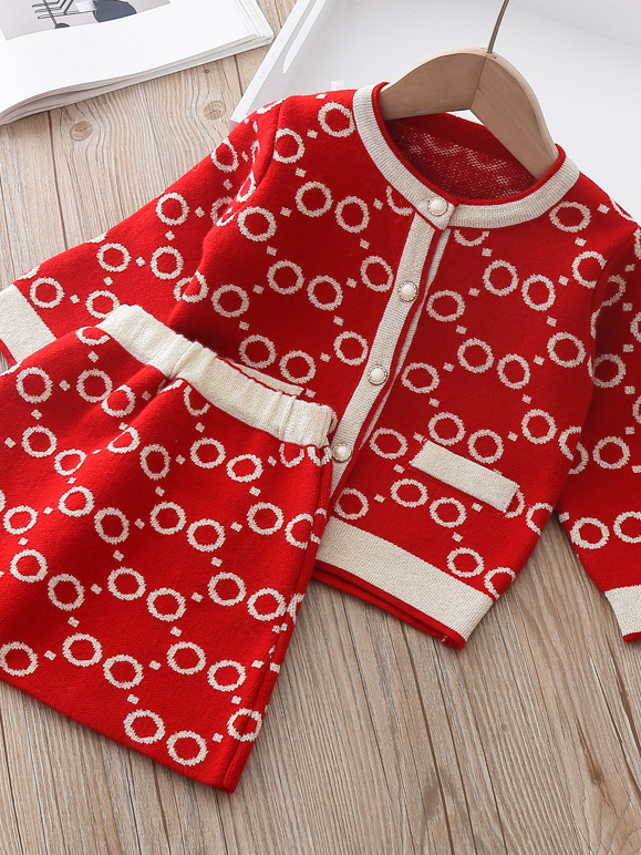 Preppy Chic Outfits | Pearl Sweater & Skirt Set | Mia Belle Girls