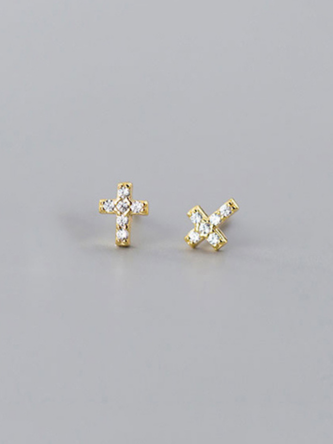Girls Formal Accessories | Diamond Set Silver & Gold Cross Earrings