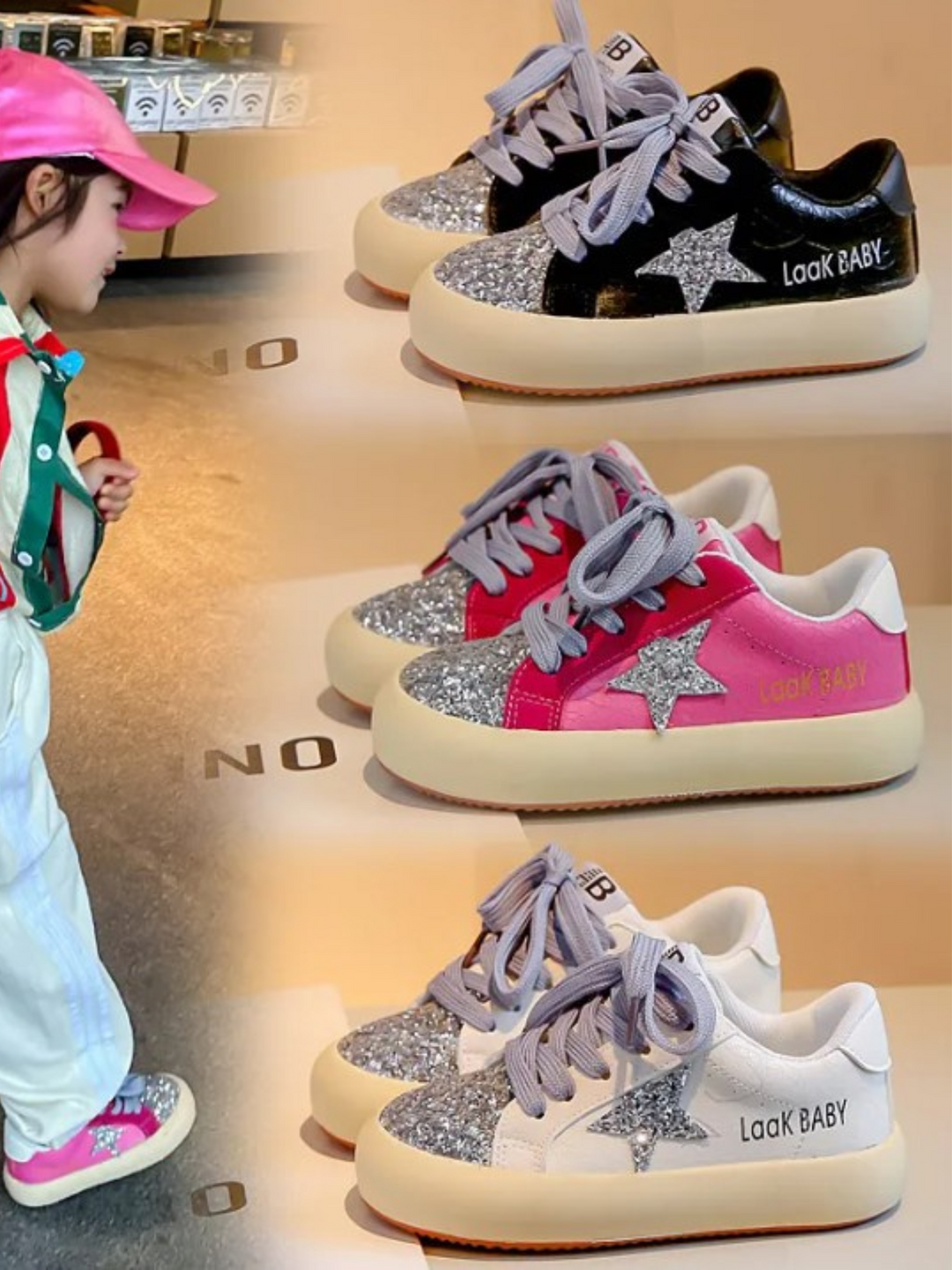 Mia Belle Girls Glitter Star Sneakers | Shoes By Liv & Mia