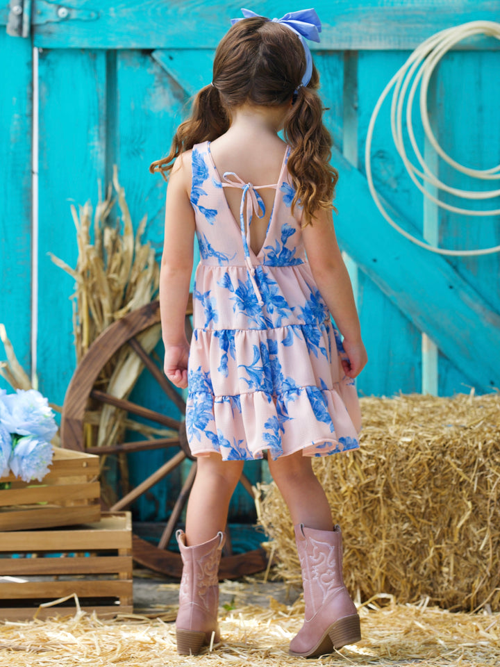 Boho Blossom Floral Print Tank Tiered Dress