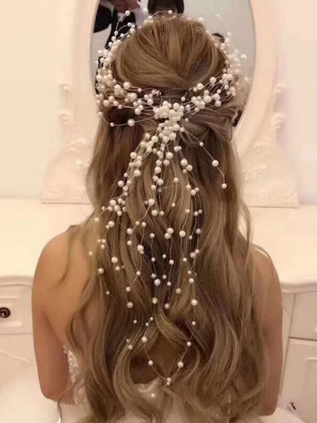 Girls Formal Accessories | White Mini Pearl Elegant Halo Headband