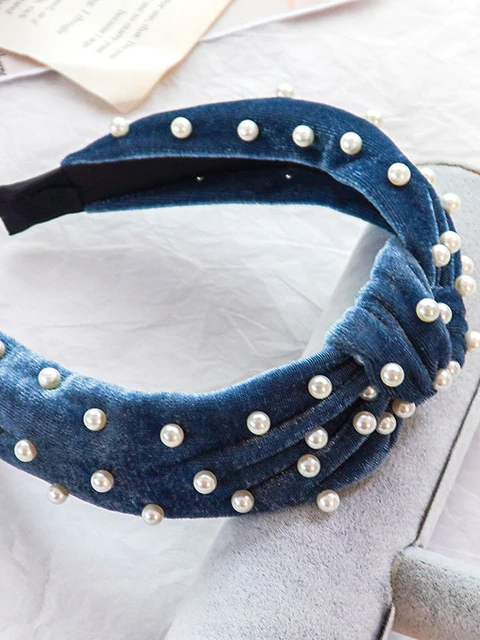Little Girls Accessories | Toddler Velvet & Pearl Twist Knot Headband
