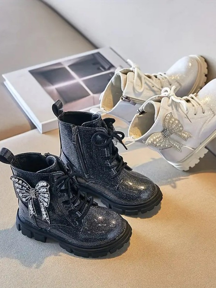 Mia Belle Girls Lace-Up Glitter Boots | Shoes By Liv & Mia