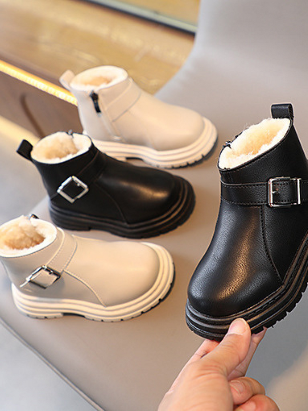 Mia Belle Girls Fur-Lined Buckle Boots I Shoes By Liv & Mia
