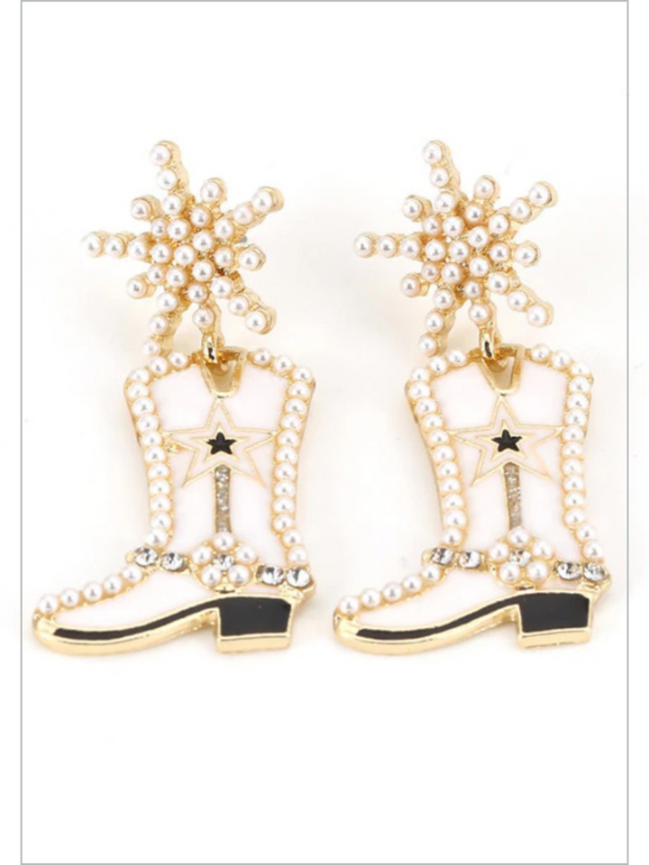 Rodeo Star Studded Boots Cowgirl Earrings