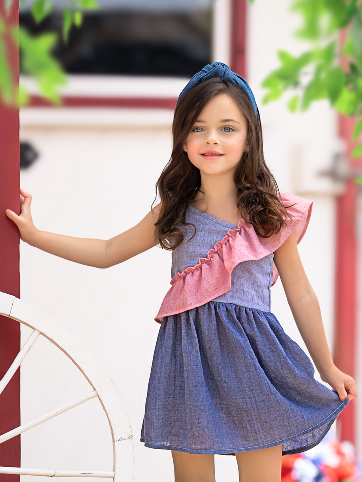 American Breeze Ruffle Chambray Dress