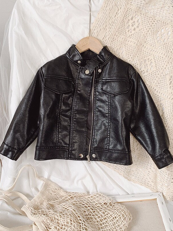 Mia Belle Girls Black Vegan Leather Jacket | Winter Coats