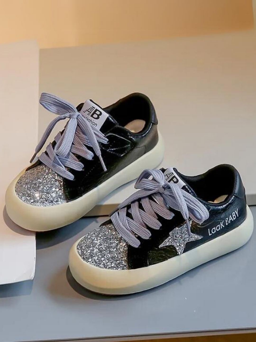 Mia Belle Girls Glitter Star Sneakers | Shoes By Liv & Mia
