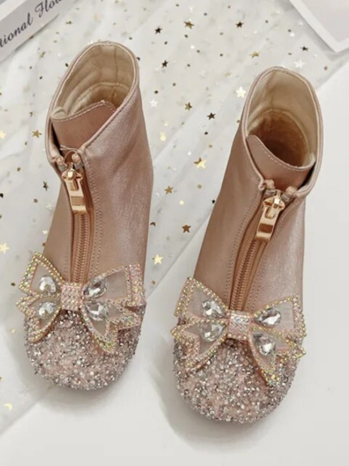 Mia Belle Girls Crystal Bow Boots | Shoes By Liv & Mia