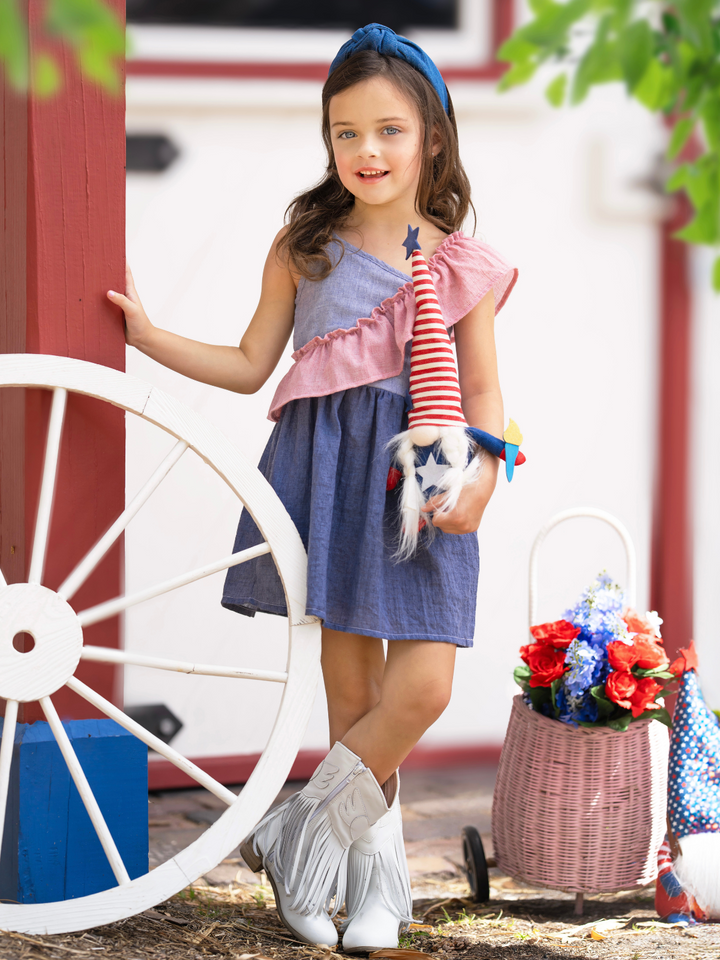 American Breeze Ruffle Chambray Dress
