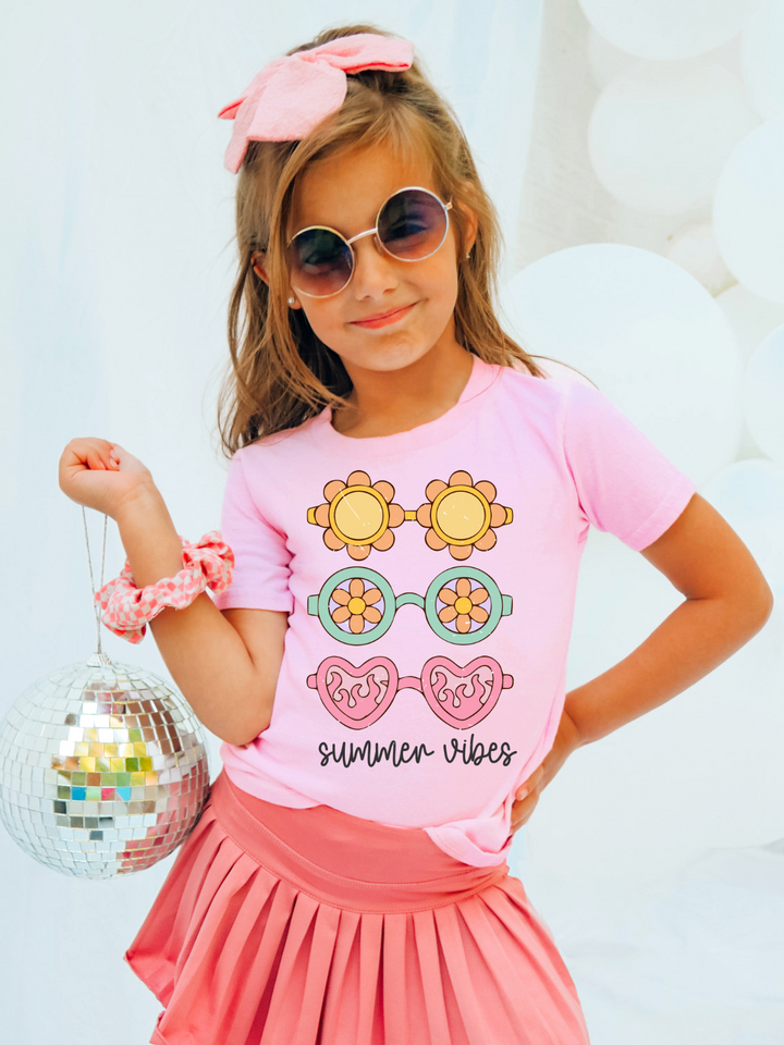 Sunny Shades Pink Summer Vibes Graphic Tee
