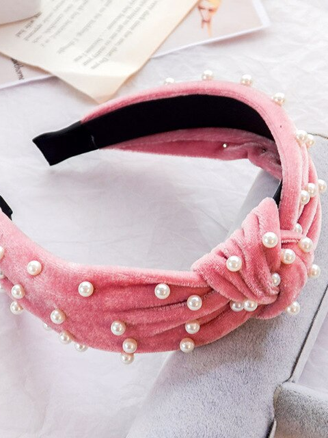 Little Girls Accessories | Toddler Velvet & Pearl Twist Knot Headband