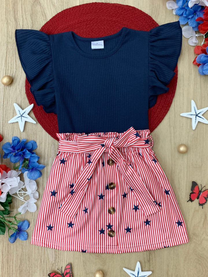 All-American Star Spangled Flutter Top and Skirt Set