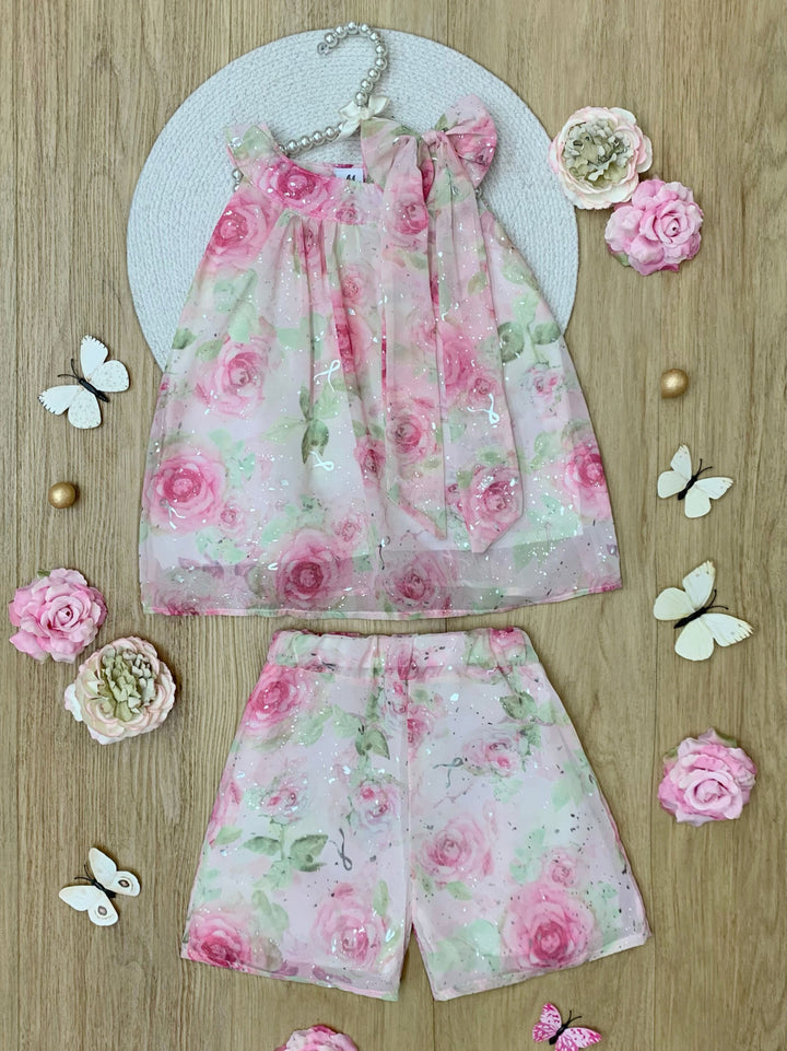 Blush Rose Shimmer Top and Short Set