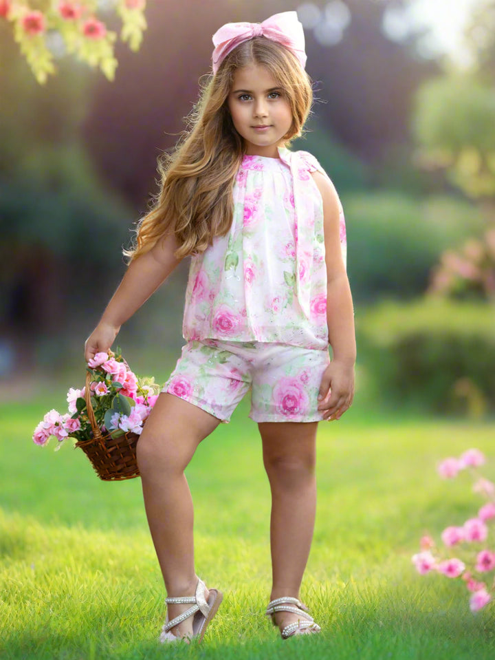 Blush Rose Shimmer Top and Short Set