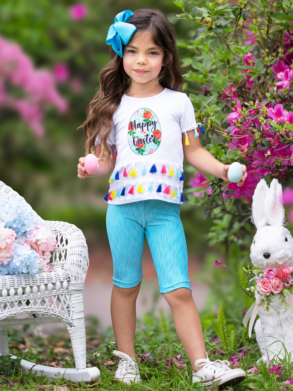 Boho Easter Tassel Top and Biker Short Set