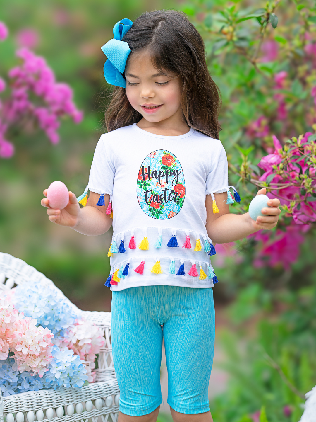 Boho Easter Tassel Top and Biker Short Set