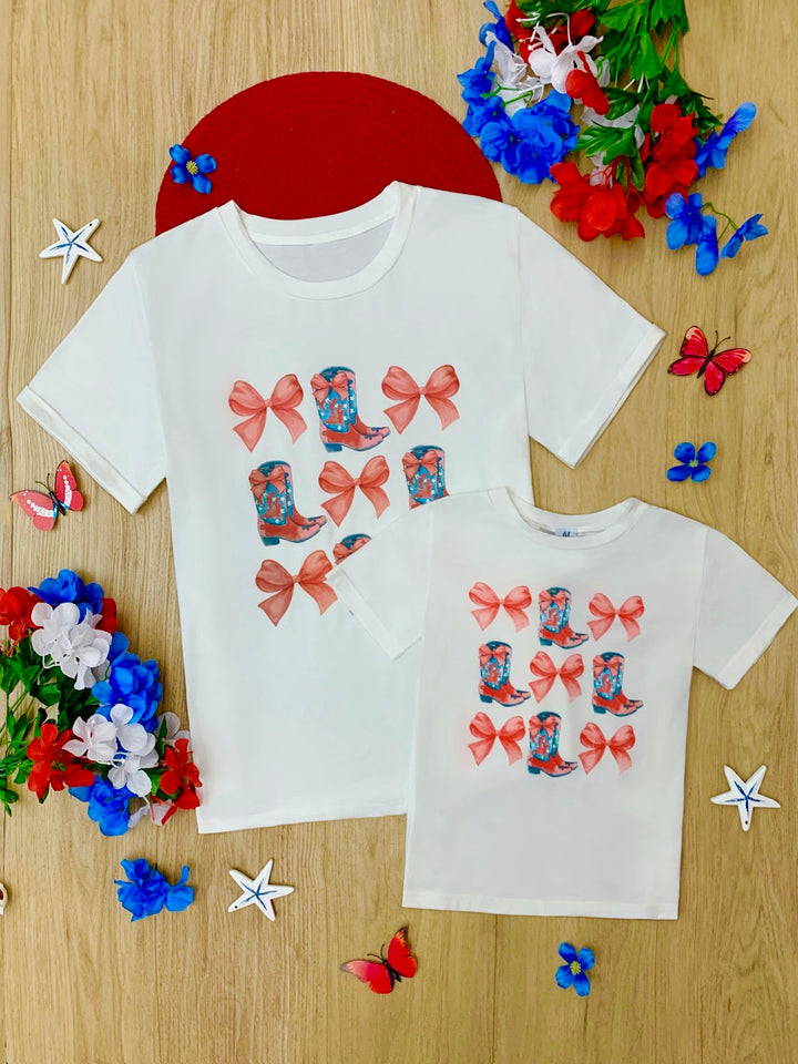 Mommy and Me Boots & Bows Cowgirl Graphic Top