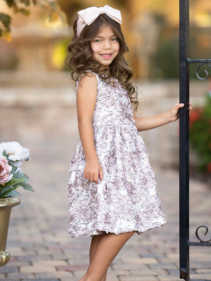 Dazzling Silver Petal Princess Tank Dress