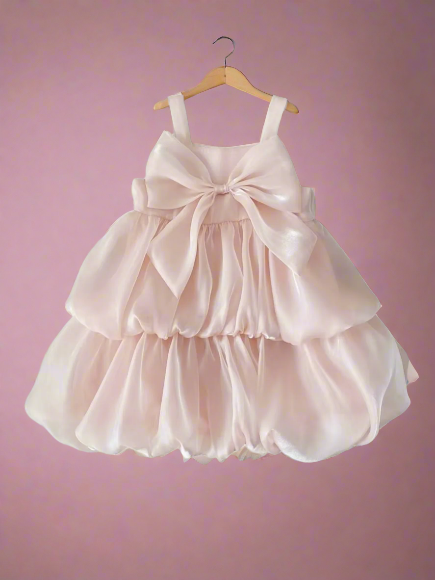 Blush Bow Ruffle Dress