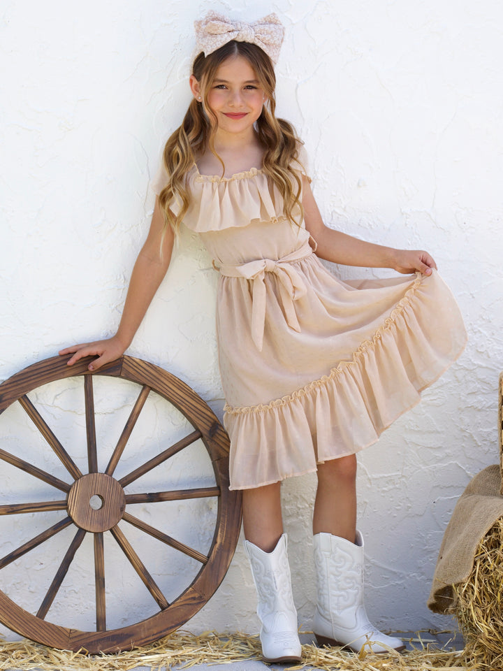 Golden Sands Ruffle Shoulder Sundress