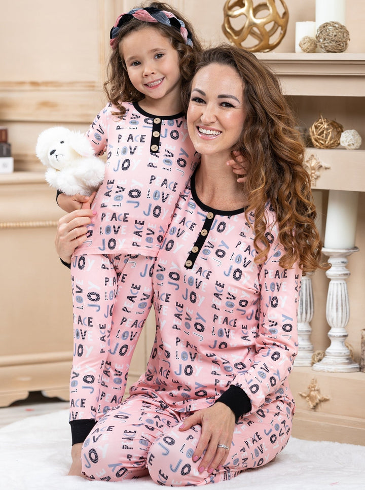 Mommy and Me "Peace Love Joy" Holiday Pajama Set