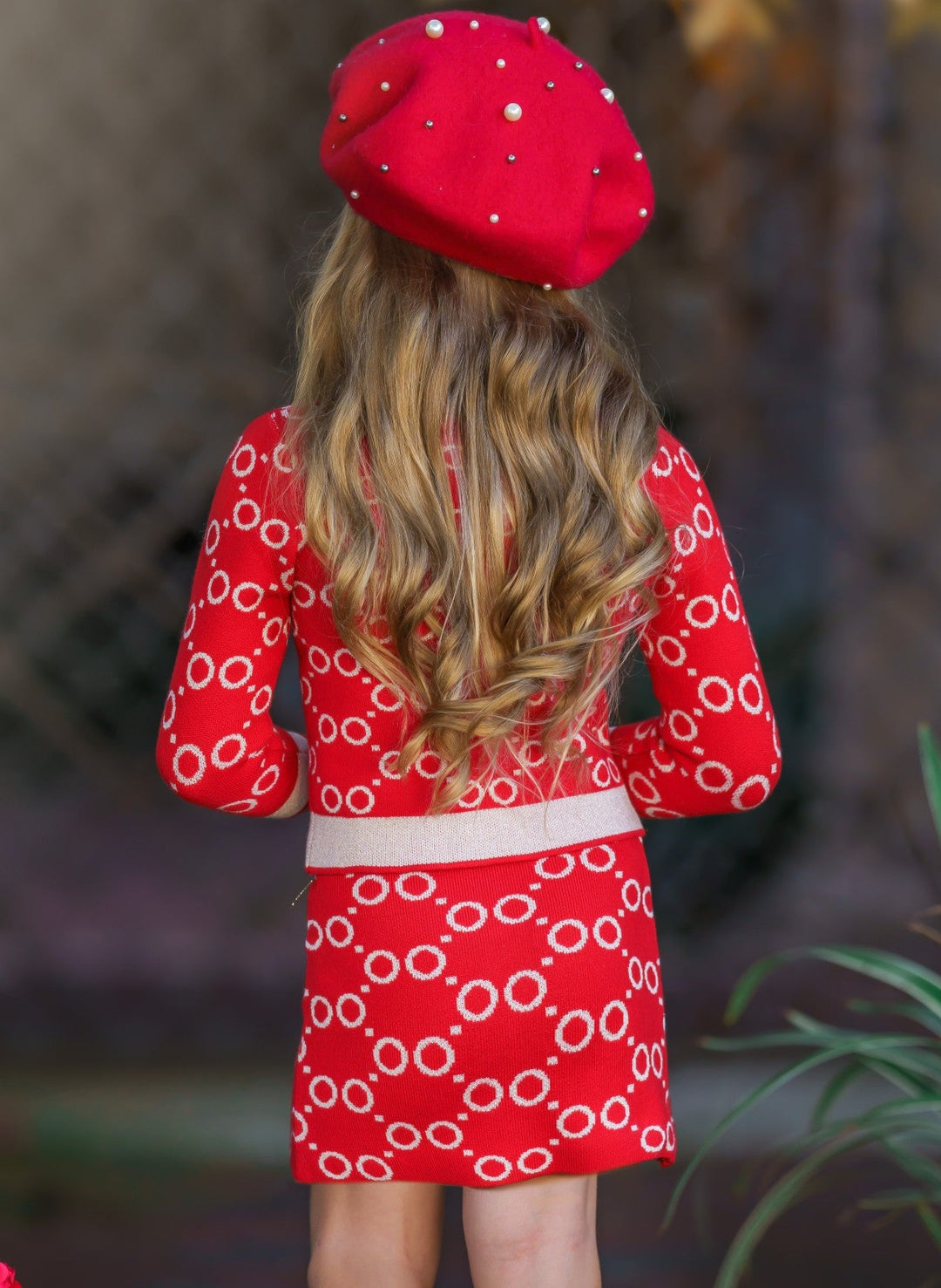 Preppy Chic Outfits | Pearl Sweater & Skirt Set | Mia Belle Girls