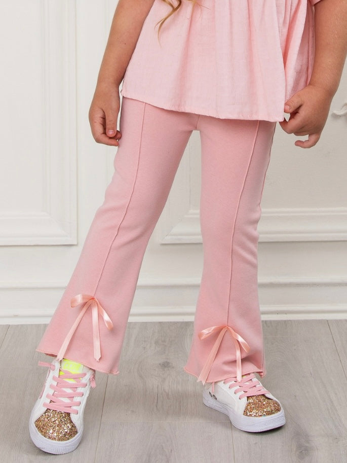 Everyday Pink Bow Hem Flare Pants