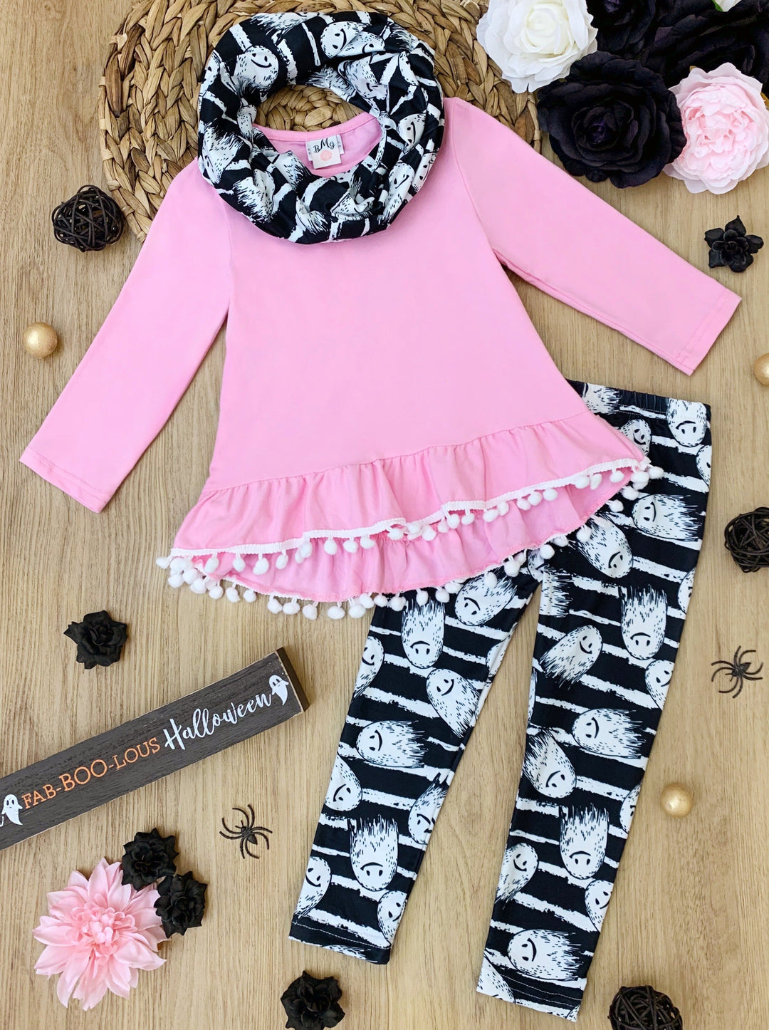 Girls 3 Piece Sets | Hi-Lo Tunic, Leggings & Scarf - Mia Belle Girls