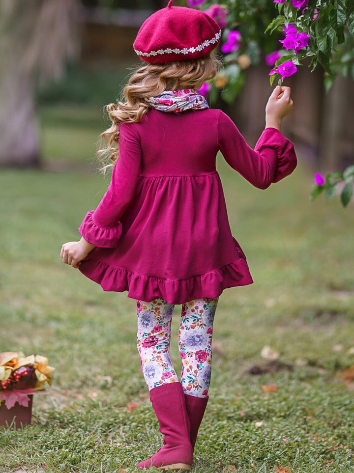 Little Girls Fall Outfits | Tunic Scarf & Legging Set | Girls Boutique